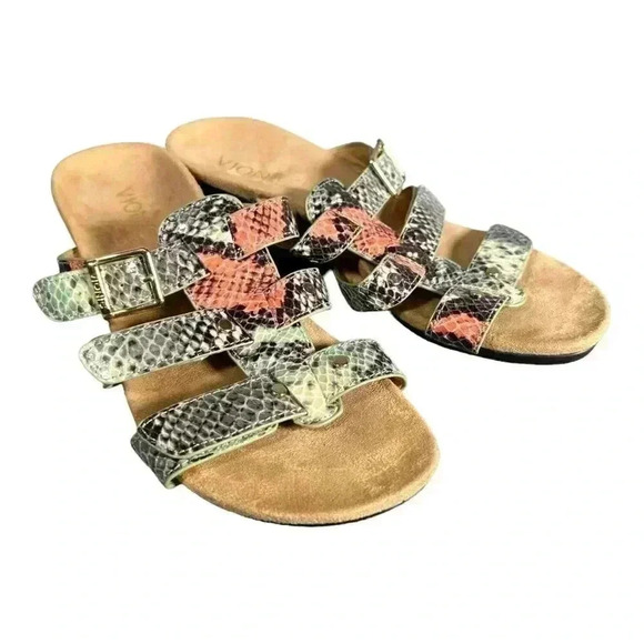 Vionic Radia Sandals Shoes Women's 6 Wedge Pink Snake Print Leather 37 - Picture 1 of 8